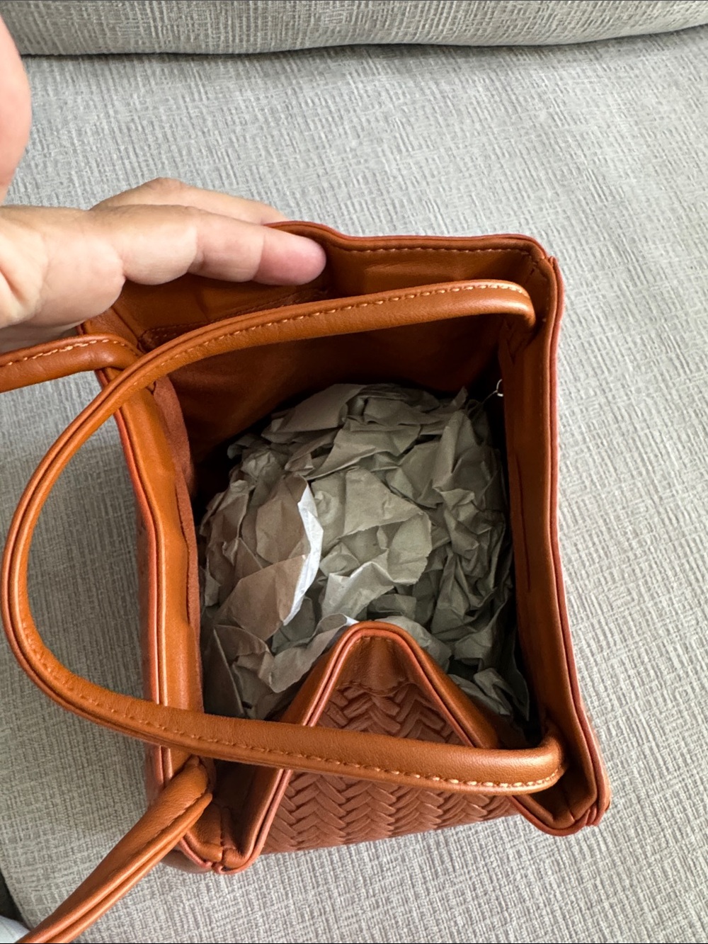 Anthropologie Woven Mini Handbag in Cognac NWT - Picture 5 of 10